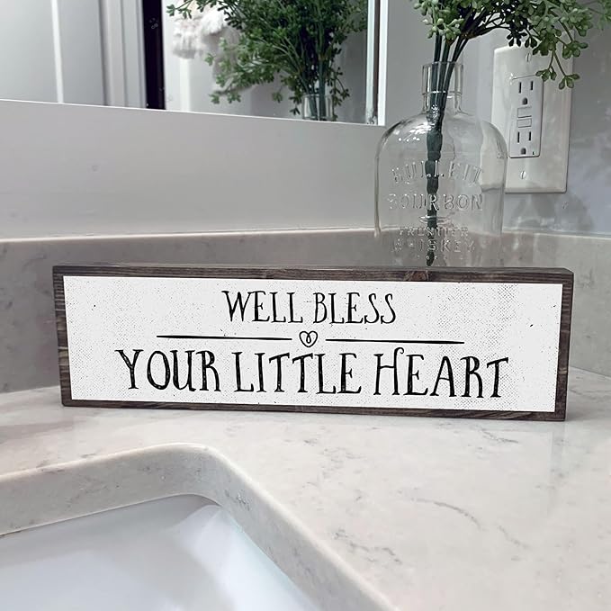 Wood & Metal Southern Sign – Weatherproof Indoor Outdoor Wall Decor – Rustic Charm with "Well Bless Your Little Heart" – Gift-Wrapped & Ready to Give