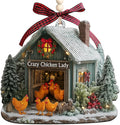 Chicken Ornaments for Christmas Tree 2025 - Farmhouse Decorations Gifts for Chicken Lovers, Farmers, Women, Men - 2D Flat Chicken House Farm Wooden Ornament