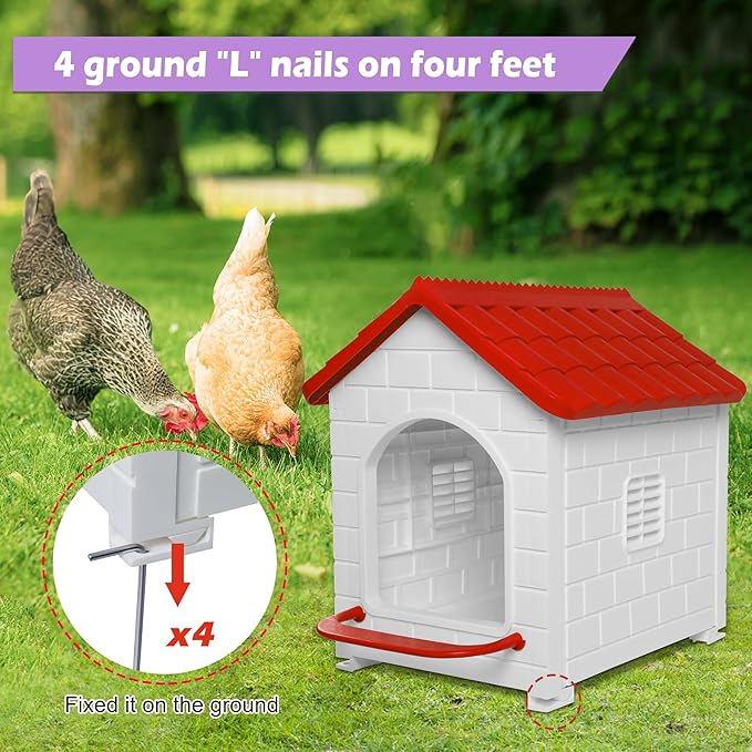 Chicken Nesting Box, Waterproof Hens Nesting Boxes with Chicken Nesting Pads for Laying Eggs, Wall Mount Nesting Boxes for Chickens, Duck, Rabbit, Poultry (Red)