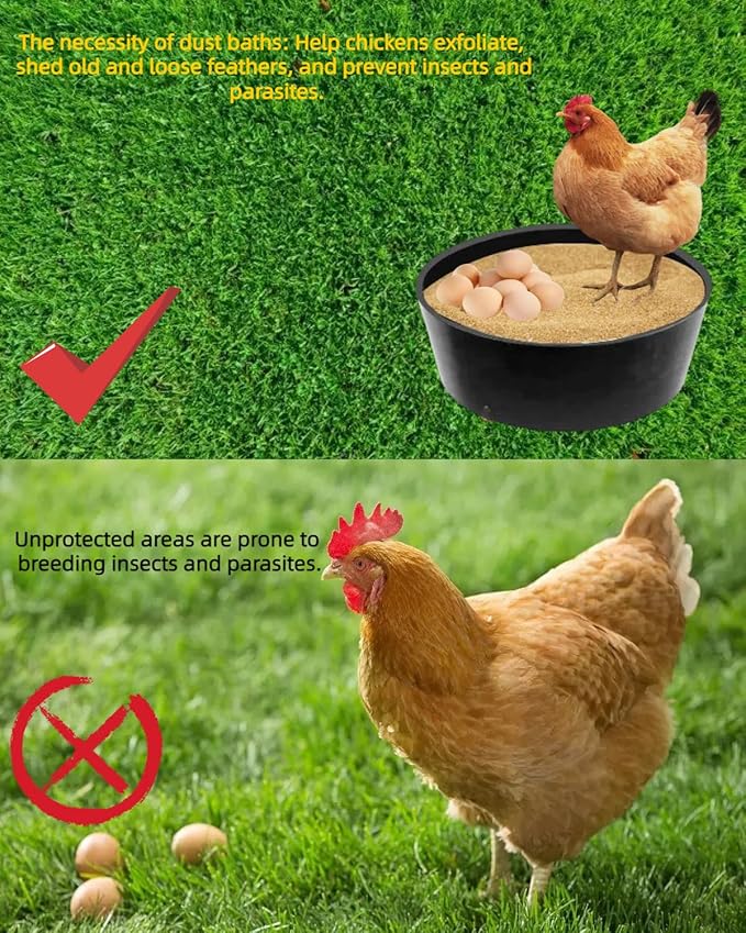 Chicken dust Bath tub,25'' D * 5.9'' H Essential Chicken coop Accessory Environmentally Friendly Thick Plastic