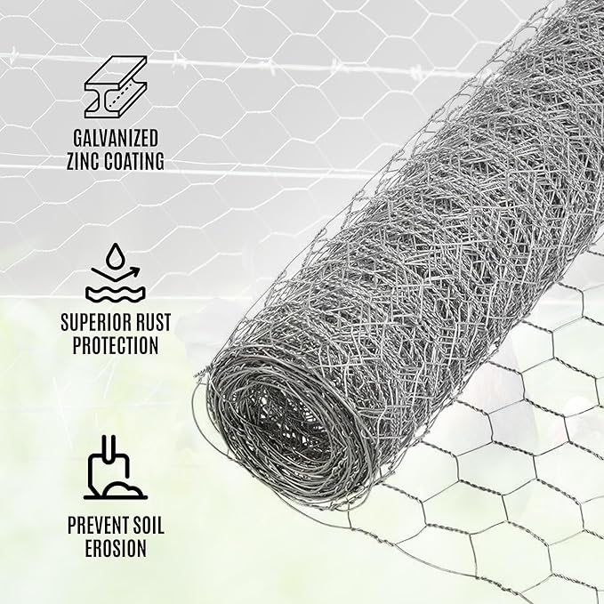 YARDGARD – 1 Inch Twisted Mesh Wire Fence – 28 Inches by 25 Feet – 14 Gauge Galvanized Steel – for Garden Fencing | Property Protection | Poultry and Rabbit Enclosures | Split Rail Backing