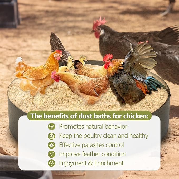 Chicken Dust Bath Tub, Round Chicken Lime Grit Container, 25in X 5.9in Ajustable Size with 10PCS Nails, Bottomless Design for Chickens Ducks Turkeys Outdoor Use, Chicken Coop Accessories
