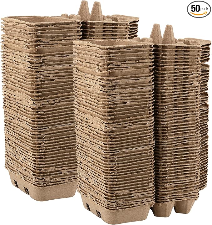 SOUJAP 50 Pack 6 Count Paper Pulp Egg Cartons, Half Dozen Egg Holder Cardboard Egg Cartons Storage Containers, 6 Egg Cartons Cheap Bulk for Storing up to 6 Small to Medium Chicken Eggs