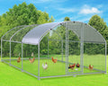 Large Metal Chicken Coop Run, 19.2x9.8x6.2 ft Chicken Runs for Yard with Cover, Walk-in Chicken Pen for 18-24 Hens, Anti-Rust Poultry Cage with Stable Wind-Resistant Dome Roof Design
