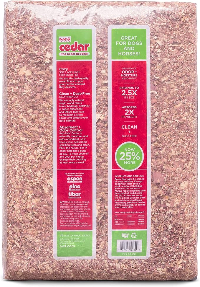 PETSPICK Red Cedar Pet Bedding for Dogs and Horses, 24L