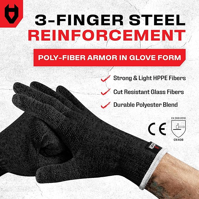 NoCry Cut Resistant Work Gloves for Women and Men, with Reinforced Fingers; Comfortable, 100% Food Grade Kitchen Cooking Hand Protection; Ambidextrous Safety Gear for Cutting; Level 5 Protection