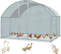 VINGLI Large Metal Chicken Coop, 9.8x9.8x6.5 ft Poultry Cage for Chicken Run, Walk-in Chicken Pen with Waterproof & Anti-UV Cover for Yard Outdoor (Silver-Dome Roof)