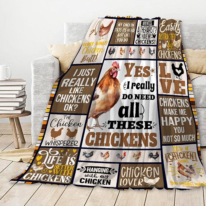 Chickens Blanket | Rooster Animal Flannel Blanket | Chicken Lovers Gifts | Decor for Couch/Travel/Camping | Farm Lover Gifts | 50"x60" for Teen,Farmhouse Decor