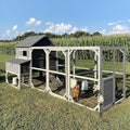 GUTINNEEN Large Chicken Coop 135" Chicken House with Run Wooden Hen House Poultry Cage with 6 Large Nesting Boxes,10-15 Chickens