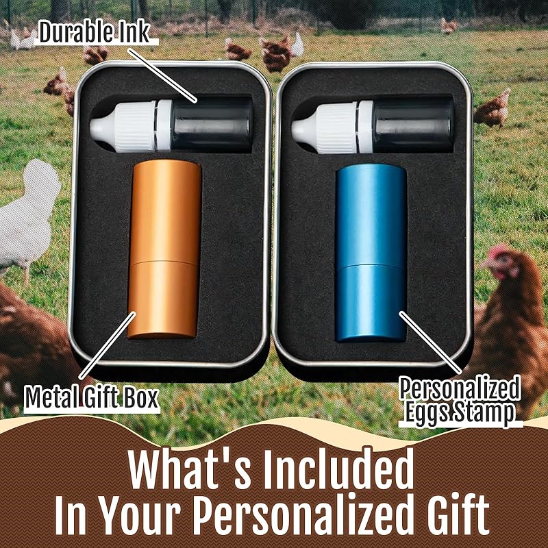 Personalized Egg Stamp with Metal Storage Case, Custom Text and Logo, Reusable Farm Egg Stamp, Chicken Coop Gifts, Fresh Egg Stamp, Birthday Gifts for Farmer, Breeder, Chicken Owners
