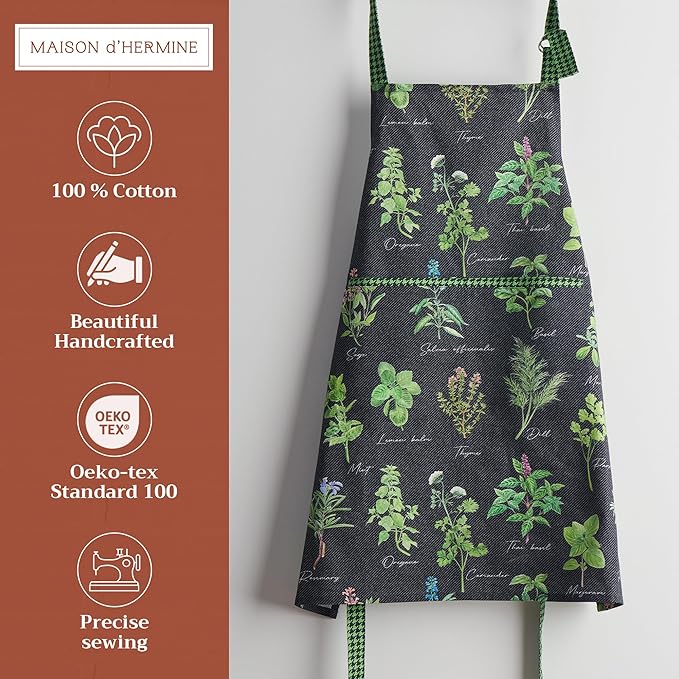 Maison d' Hermine 100% Cotton Apron for women with Pocket Kitchen Chef Apron for Men Cooking Easter Decorations