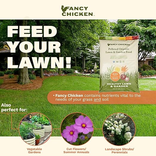40lb All-Purpose Organic Lawn & Garden Food, 100% Dried Pelleted Poultry Manure Fertilizer (Covers up to 10,000 sq ft)