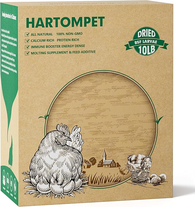 10LB Non-GMO Dried Black Soldier Fly Larvae for Chickens, Superior Calcium Boost, Better Than Mealworms, Poultry Feed Ideal for Molting & Laying Hens, Wild Birds, Ducks | Top Grade BSF
