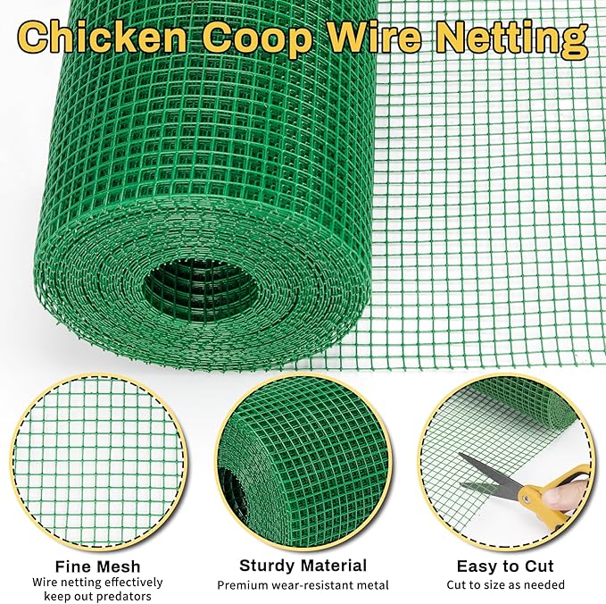 Chicken Coop Predator Proof Wire Mesh, Poultry Bottom Barrier Netting, Anti-Digging Skirt Predator Apron, 11.6" x 65 Ft Total