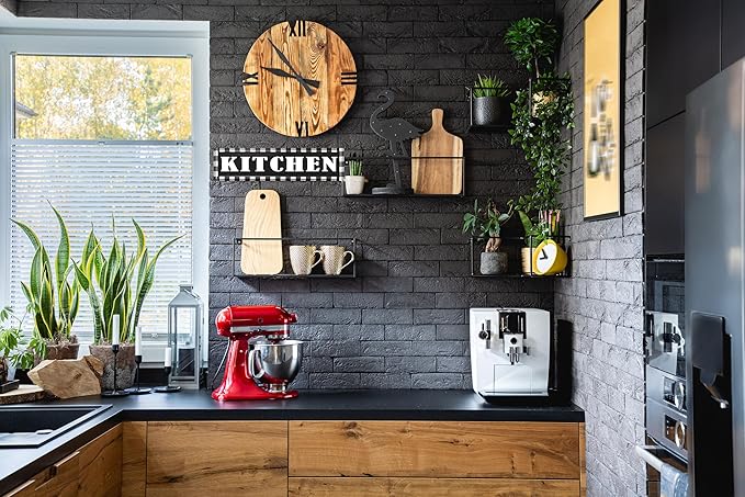 CSWLJS Rustic Metal Tin Signs Kitchen Sign Buffalo Plaid Wall Decor Rustic Wall Sign Black and White Vintage Farmhouse Decor for Home Pantry Dining Room Restaurant Coffee Shop 4x16 In