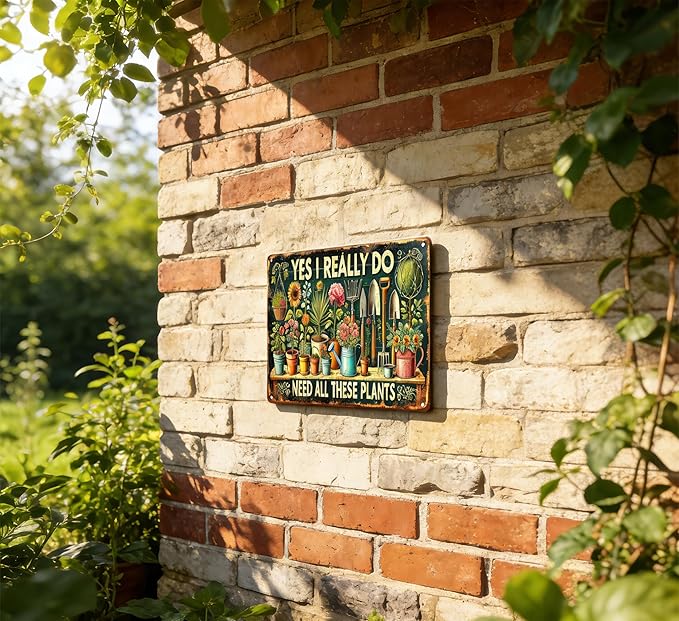 Vintage Garden Metal Sign Funny Gardening Tin Signs Rustic Farmhouse Wildflowers Daisy Aluminum Wall Art I Need These Plants for Home Garden Patio Farm Yard Outdoor Indoor Decor 8x12 Inch