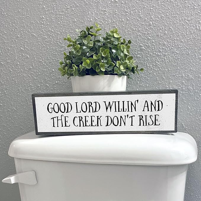 Wood & Metal Southern Sign – Weatherproof Indoor Outdoor Wall Decor – Rustic Charm with "Good Lord Willin’ And The Creek Don’t Rise" – Gift-Wrapped & Ready to Give