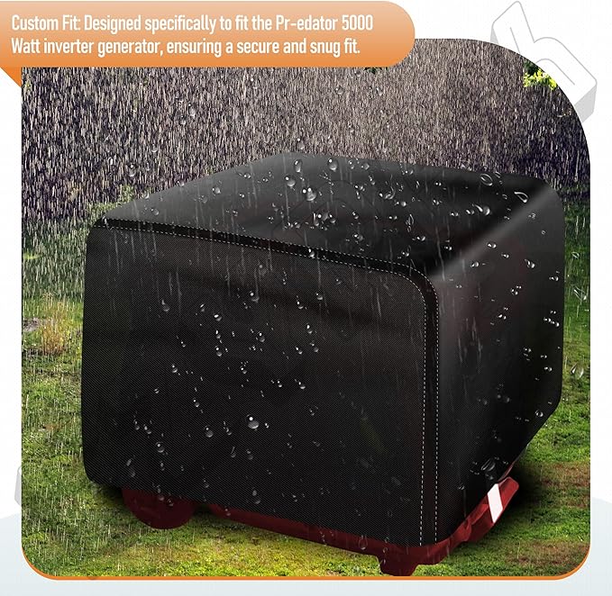 Generator Cover for Predator 5000 Watt Inverter - Heavy Duty Thicken 600D Polyester with Elastic Drawstring, all Weather Generator Cover - Black Water Resistant