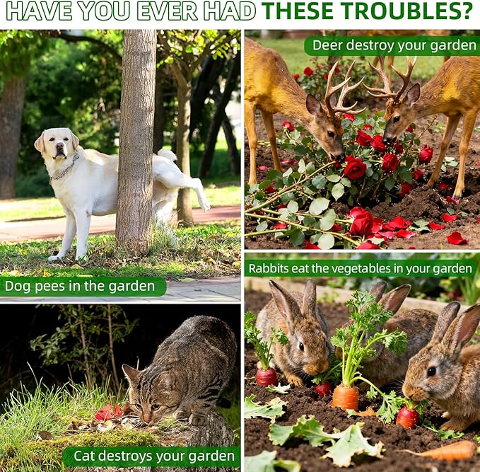 2026 IP65 Deer Repellent Devices Racoon Squirrel Sonic Fortress Pro, Solar Ultrasonic Animal Repeller Outdoor Cat Deterrent with Motion Sensor to Scare Rabbit Skunk Dog Out of Garden Farm(4Pack)