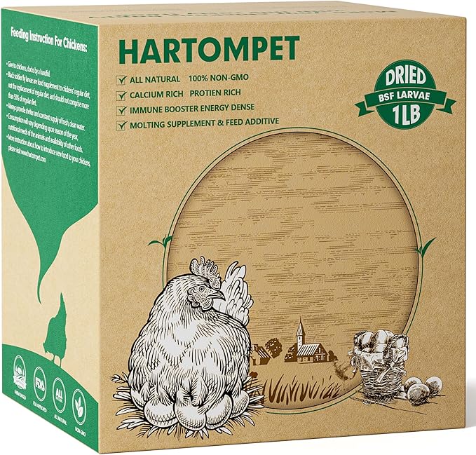 1LB Non-GMO Dried Black Soldier Fly Larvae for Chickens, Superior Calcium Boost, Better Than Dried Mealworms, Poultry Feed Ideal for Molting & Laying Hens, Wild Birds, Ducks | Top Grade BSF