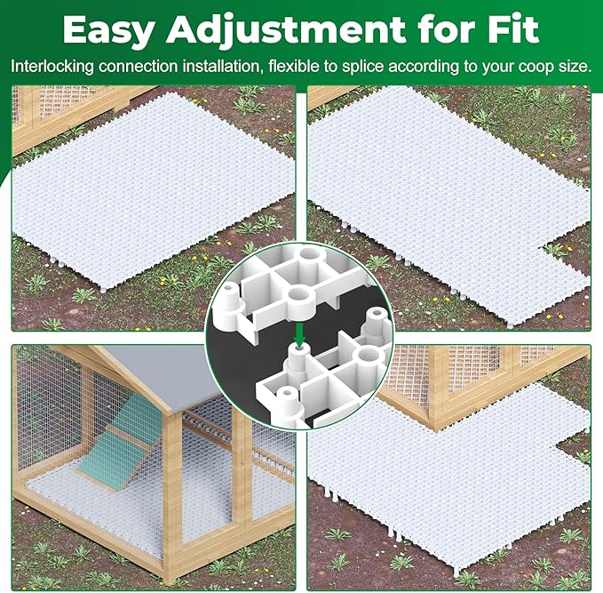Forestchill Chicken Coop Ground Pads, 9 Pcs Plastic Floor Pads for Chicken Coops, Reusable Interlocking Walking Mats, Chicken Coop Accessories to Keep Coop Dry and Clean, Flexible to Splice