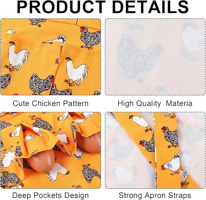 Egg Collecting Apron for Kids, Chicken Egg Apron with 8 Pockets, Eggs Aprons for Fresh Eggs for Hen, Duck, Goose