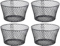 Small Metal Rectangular, Oval and Round Wire Baskets with Handles, Black and White, 4-ct Sets (Round Black Without Handles)