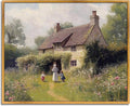 Vintage Landscape Canvas Country Wildflower Pictures Cottage Garden Poster Nature Landscape Pictures Rustic House Painting Farmhouse Wildflower Poster Retro Botanical Prints Framed Wall Decor 8x10in