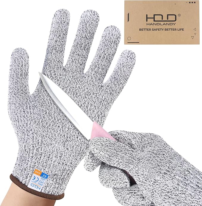 HANDLANDY Cut Resistant Gloves for Adult & Kids, Food Grade Anti-Cut Safety Gloves for Cooking Mandolin Meat Cutting Fishing
