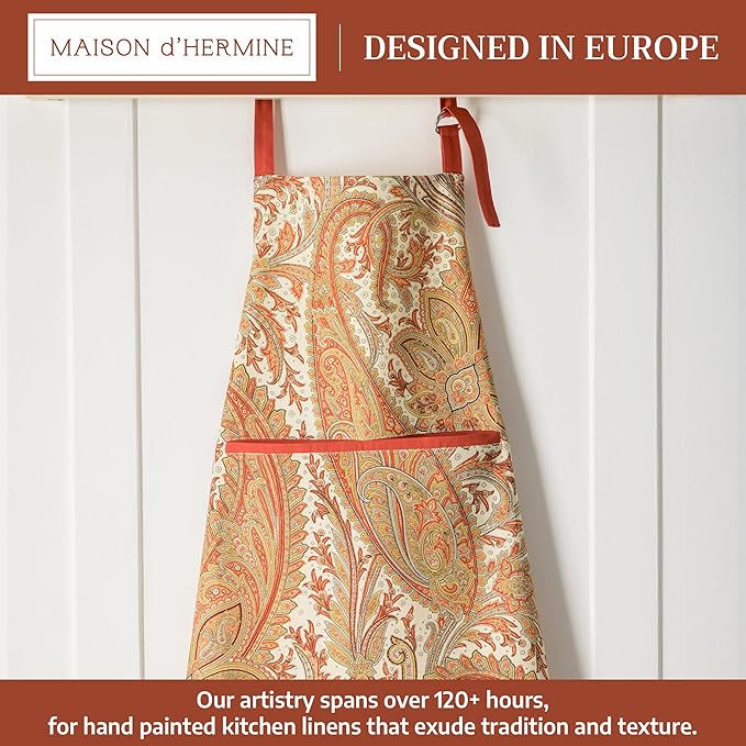 Maison d' Hermine 100% Cotton Apron for women with Pocket Kitchen Chef Apron for Men Cooking Easter Decorations