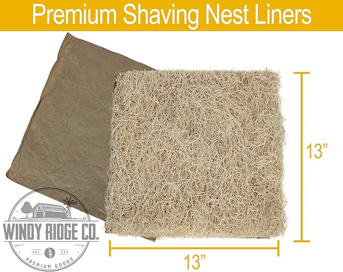 Natural Chicken Nesting Pads - 10 Pack - Aspen Excelsior Bedding Hen Nest Box Liners - USA Made - 13" x 13"