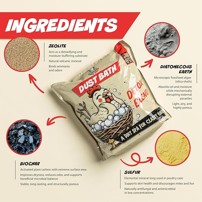 Chic Hens Dust Bath Additive Bio Char, Natural Premium Blend, Made in USA, Spa Treatment for Chickens