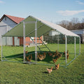 Metal Chicken Coop, Chicken Runs for Yard with Cover, Walk-in Chicken Run, Outdoor Chicken Pen, Heavy-Duty Galvanized Frame with Roosting Ladder,10x13x6.5FT