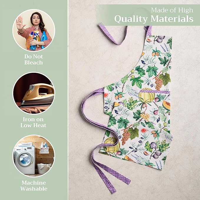 Maison d' Hermine 100% Cotton Apron for women with Pocket Kitchen Chef Apron for Men Cooking Easter Decorations