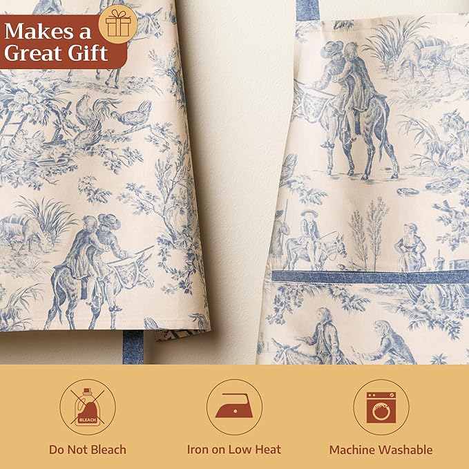 Maison d' Hermine 100% Cotton Apron for women with Pocket Kitchen Chef Apron for Men Cooking Easter Decorations