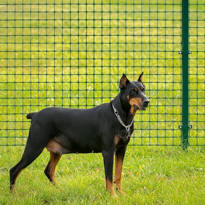 Preboun 2 x 164 ft Plastic Mesh Fence Plastic Safety Fence Roll Reusable Animal Construction Barrier Netting Temporary Pool Fencing Snow Fences for Construction Animal Garden Fencing(Green)
