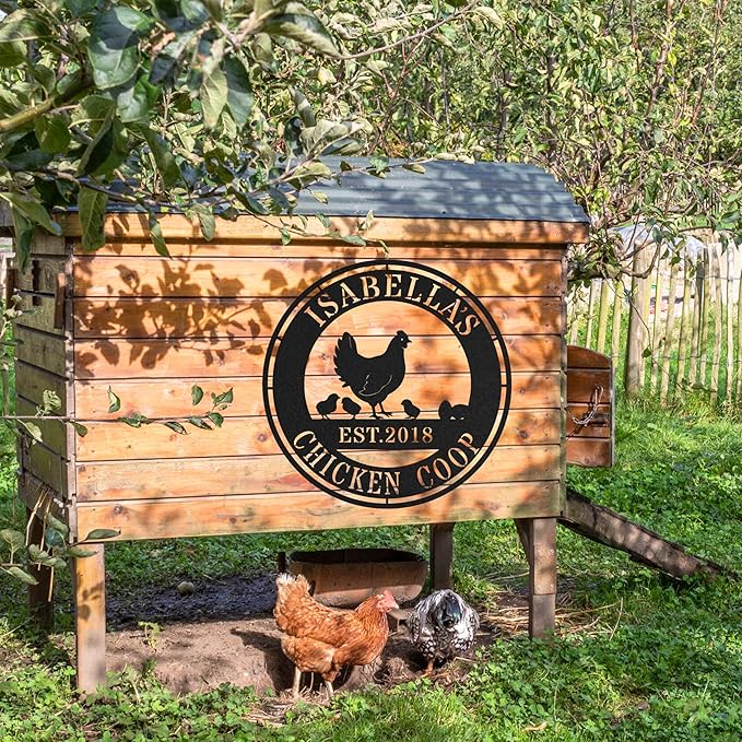 Customizable Chicken Coop Sign, Personalized Henhouse Wall Decor, Metal Farm Wall Art, Outdoor Gift for Urban Farmers, Custom Chicken House Name Sign