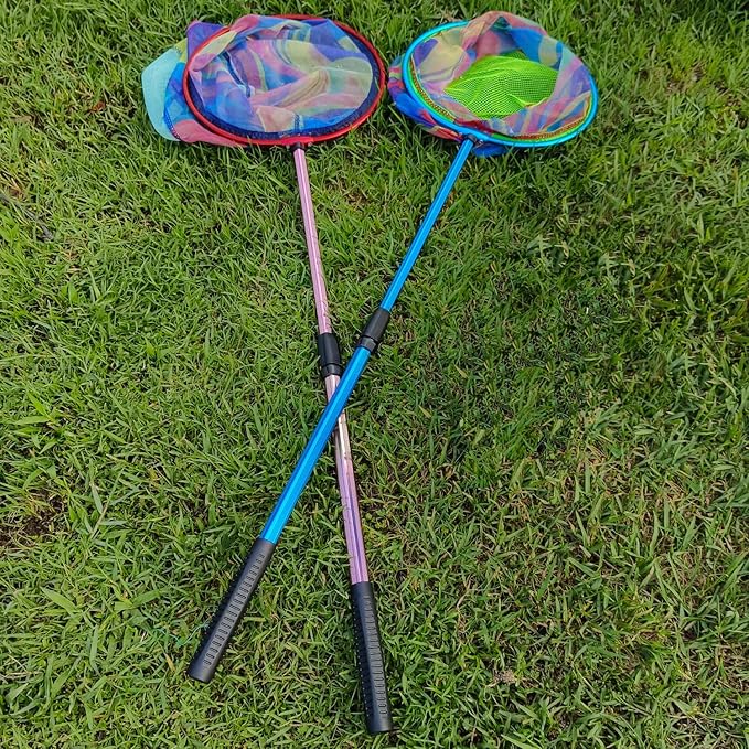 Fishing Net 2 Pack Retractable Lightweight Landing Net with Aluminum Rod Handle Fishing Nets for Youth Catch and Release Butterfly Nets