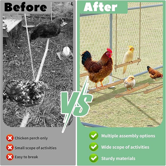 Chicken Toys for Coop, Chicken Perch for Coop, Chick Swing, Chain Chick Ladder, Chick Roosting Bars, Easy to Install