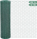 Chicken Wire Netting 16 x 236 Inch Green Hexagonal Galvanized PVC Coated Fencing Mesh for Garden, Poultry Barrier, Floral Arrangements and Crafts