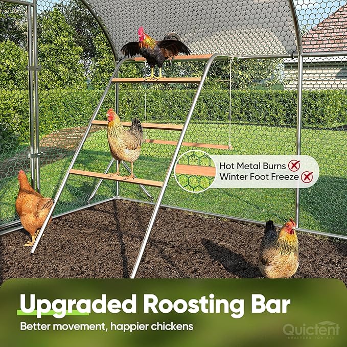 Quictent Essential Series 18x9x6.6ft Metal Chicken Coop Run with Climbing Ladder, Walk-in Outdoor Poultry Cage with PVC Coated Chicken Wire, Hen Duck Rabbit Farm House, Waterproof Anti-UV Cover