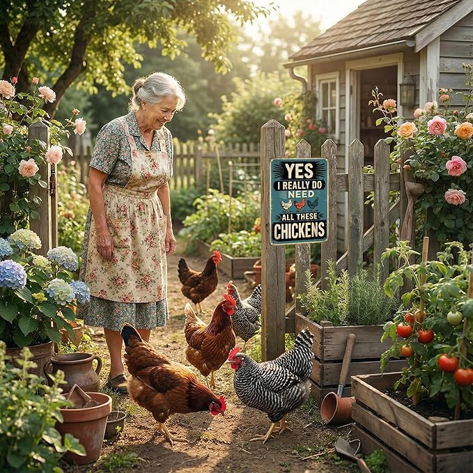 Chicken Decor I Really Do Need All These Chickens Vintage Tin Sign for Chicken Coop Farm Kitchen Garden Yard Decor 8x12 INCH(3831)