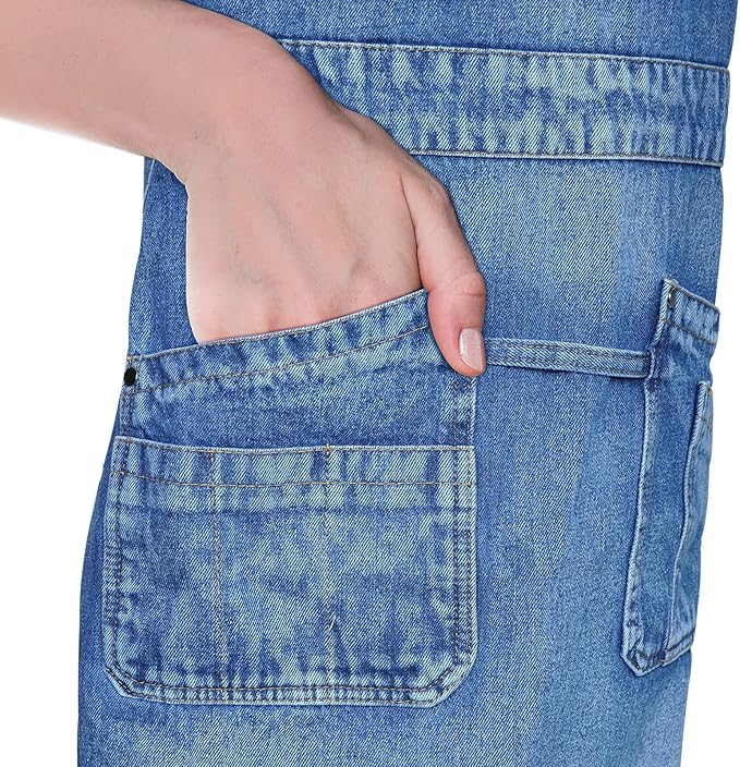 Denim Apron with Multi Pockets for Kitchen, Cooking, BBQ & Gardening