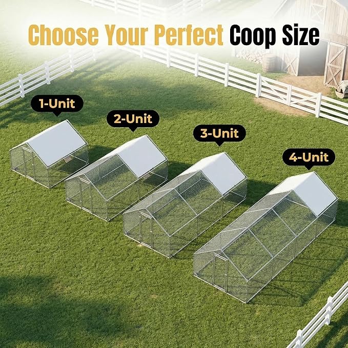 Chicken Coop 9.8x6.5x6.5ft Large Metal Chicken Run for 6/10 Chickens Poultry Cage with Waterproof Cover for Duck Walk-in Chicken Pen for Yard