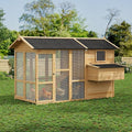 GAOMON Large Outdoor Chicken Coop for 4-6 Chickens Wooden Hen House Poultry Pet Hutch Run Cage w/Waterproof Asphalt Roof, Ramp, Nesting Box, Wire Fence, Grey (80" x 35" x 54") (Natural)