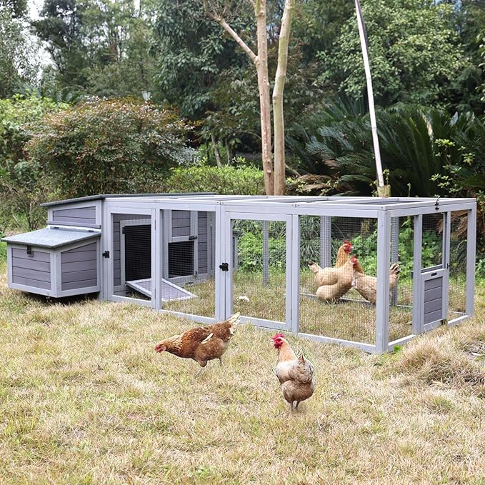 GUTINNEEN Chicken Coop 103" Large Duck Coop with Run Outdoor Chicken House with Nesting Box, 4-6 Chickens