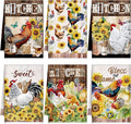 Bencailor 6 Pcs Farmhouse Kitchen Towels Chicken Rooster Kitchen Decor Farm Animal Hand Towels for Cooking Baking Housewarming Gift,15.75 x 23.62 inch(Multicolor,Sunflower Rooster)