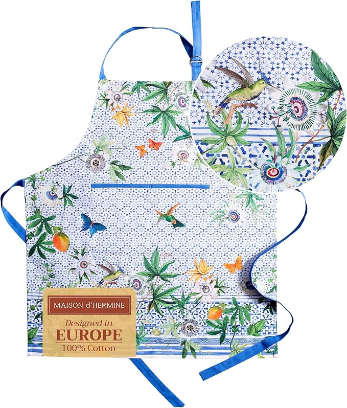 Maison d' Hermine 100% Cotton Apron for women with Pocket Kitchen Chef Apron for Men Cooking Easter Decorations
