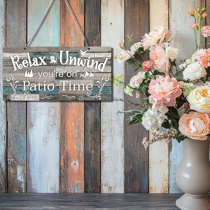 Hotop Patio Decor Patio Sign Decorations Outdoor Metal Porch Wall Decor Rustic Farmhouse Wall Art for Backyard Porch Balcony Gazebo Accessories(12 x 6",Vivid)