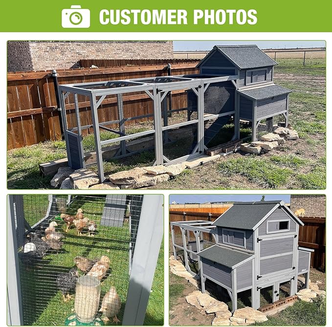 GUTINNEEN Chicken Coop with Run for 8-10 Chickens Extra Large Hen House Poultry Cage Outdoor with Nesting Box